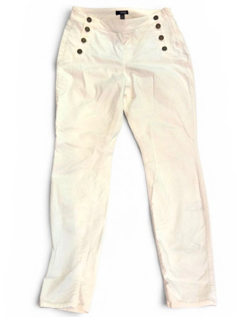 A.N.A. White Sailor Style Pants Size 12 / 31 Stained